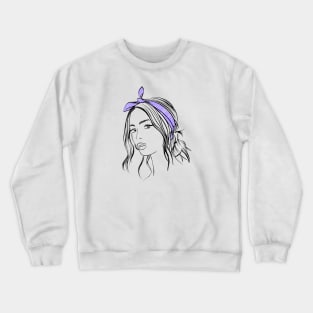 beautiful girl in a violet bandana Crewneck Sweatshirt